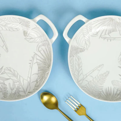 Tachiso Celene Porcelain Serving Platters – Black & White, Set of 2