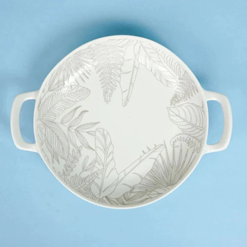 Tachiso Celene Porcelain Serving Platters – Black & White, Set of 2