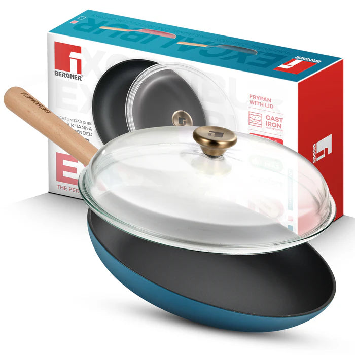 Excalibur Light Cast Iron Frypan 28cm with Lid | Induction & Gas Compatible