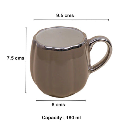 Magina Brown Ceramic Cup Set (180 ml) – Set of 6 Premium Porcelain Cups