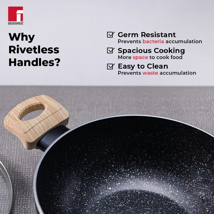 Bellini Plus Aura 5-Layer Non-Stick Kadai – Even Heating, Induction & Gas Stove Compatible