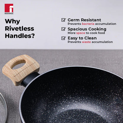 Bellini Plus Aura 5-Layer Non-Stick Kadai – Even Heating, Induction & Gas Stove Compatible