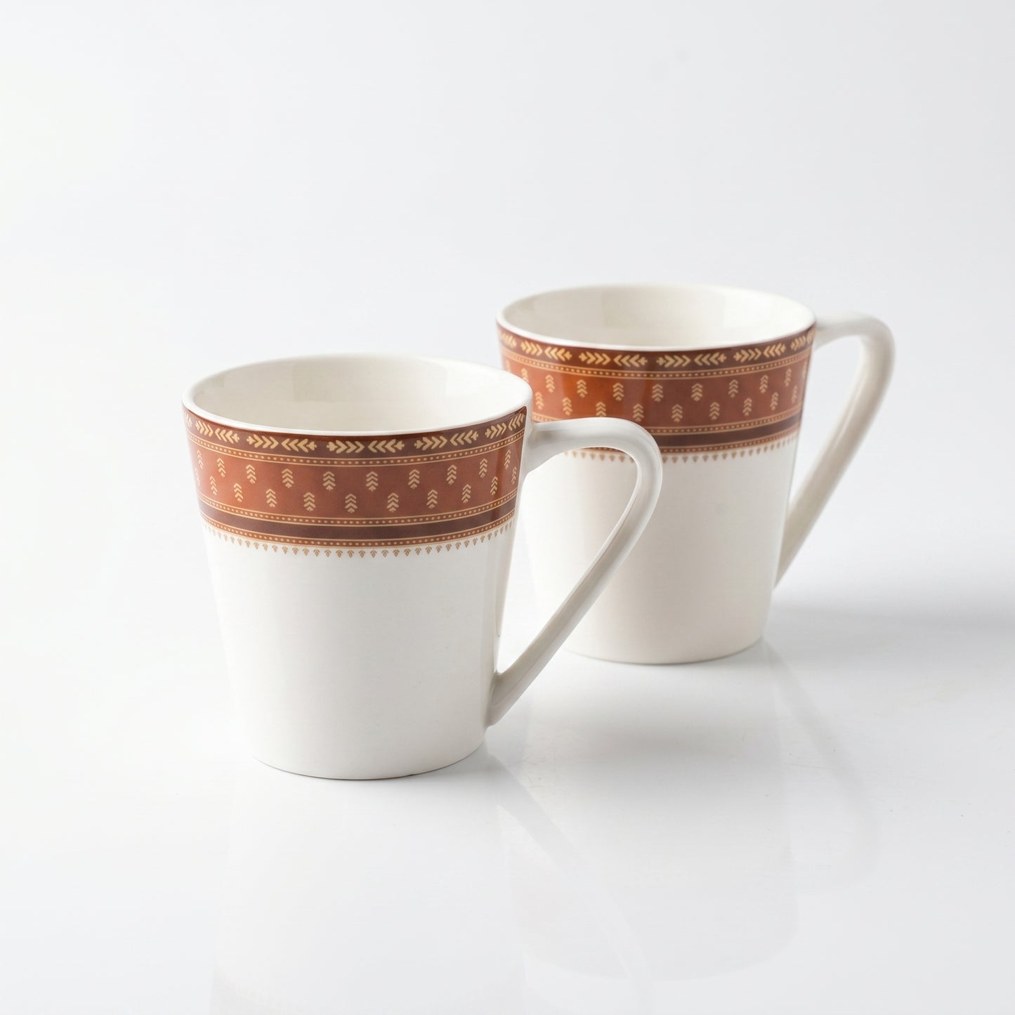 Classic Brown Border Coffee Mug Set – 6 Pieces | Elegant Tea & Coffee Cups