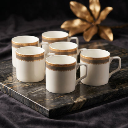 Mark Luxury Gold Line Coffee Mug Set – 6 Pieces | Premium Tea & Coffee Cups