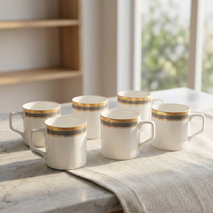 Mark Luxury Gold Line Coffee Mug Set – 6 Pieces | Premium Tea & Coffee Cups
