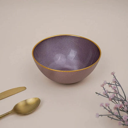 Tachiso Nirsha Purple Glass Serving Bowls – 580 ml, Set of 2
