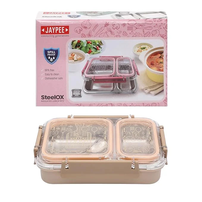 Jaypee Double Cavity Stainless Steel Insulated Lunch Box, BPA Free Tiffin for School, Office & Travel