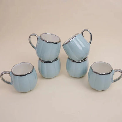 Tachiso Magina 180 ml Blue Porcelain Tea & Coffee Cups – Set of 6