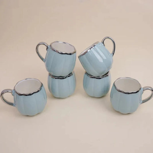 Tachiso Magina 180 ml Blue Porcelain Tea & Coffee Cups – Set of 6