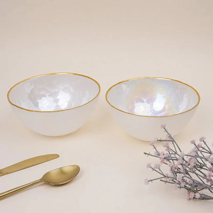 Tachiso Mersha 700 ml White Glass Serving Bowls – Premium Set of 2