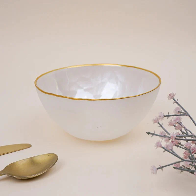 Tachiso Mersha 700 ml White Glass Serving Bowls – Premium Set of 2