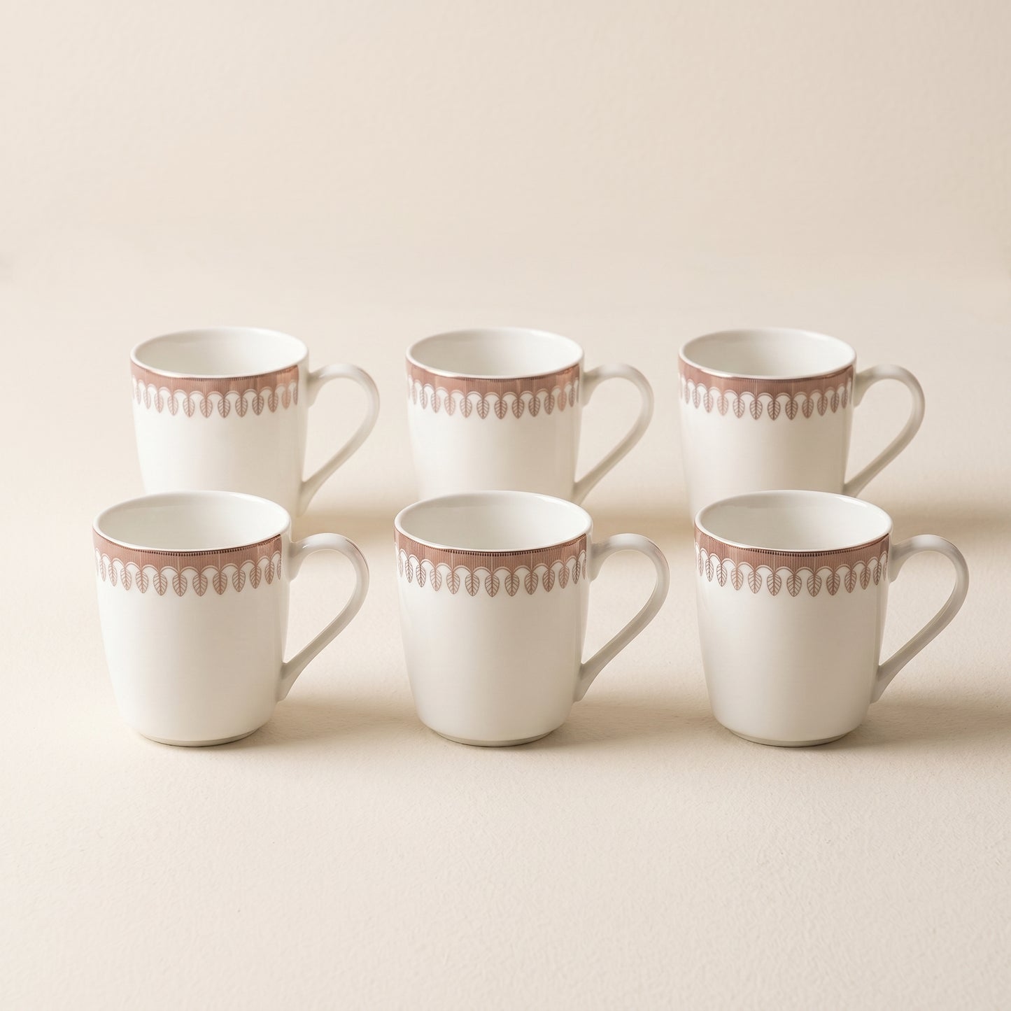 Leaf Crown Premium Ceramic Mug Set (6 Pieces)