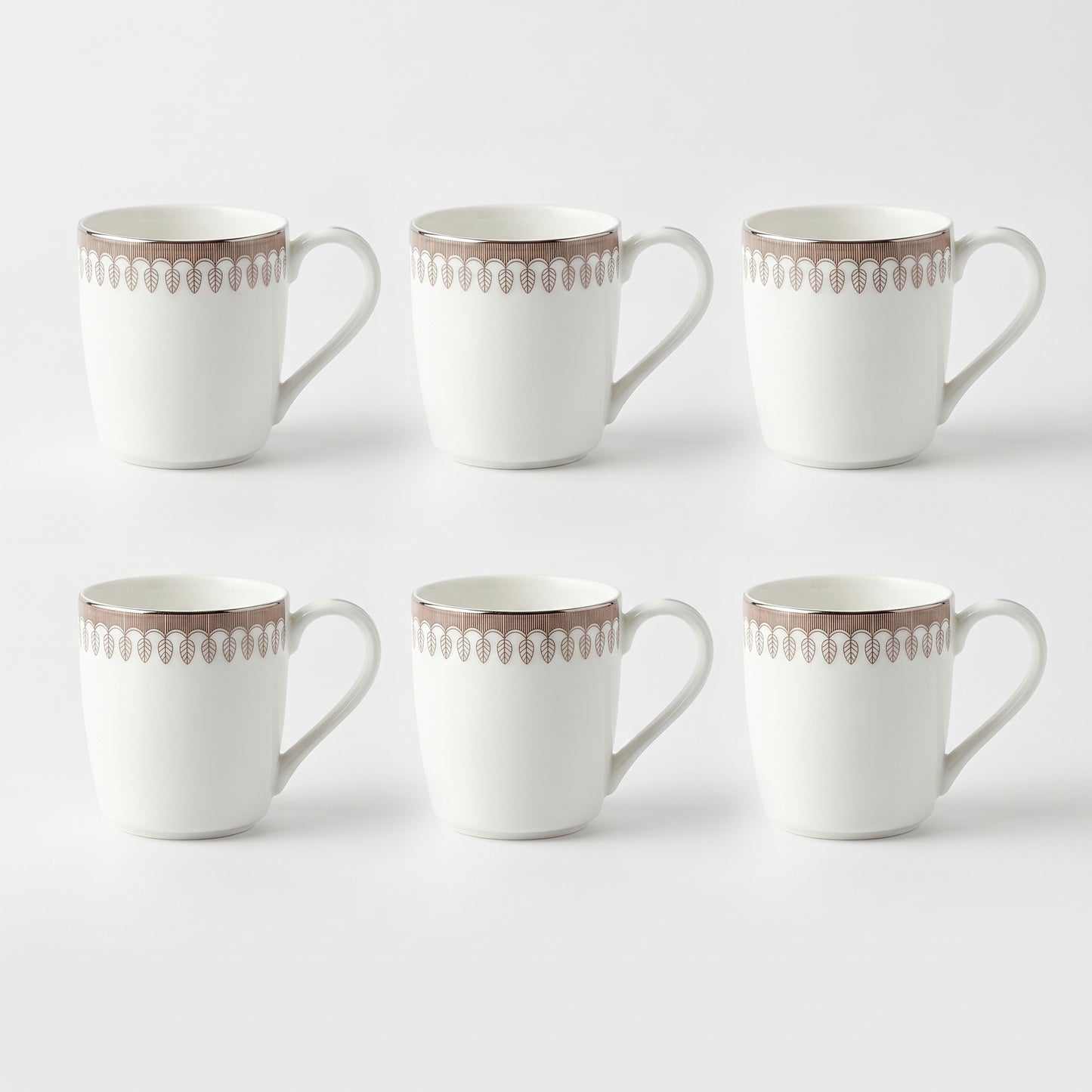 Leaf Crown Premium Ceramic Mug Set (6 Pieces)