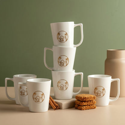 Premium Ceramic Coffee Mug Set of 6 – Camel Desert Design