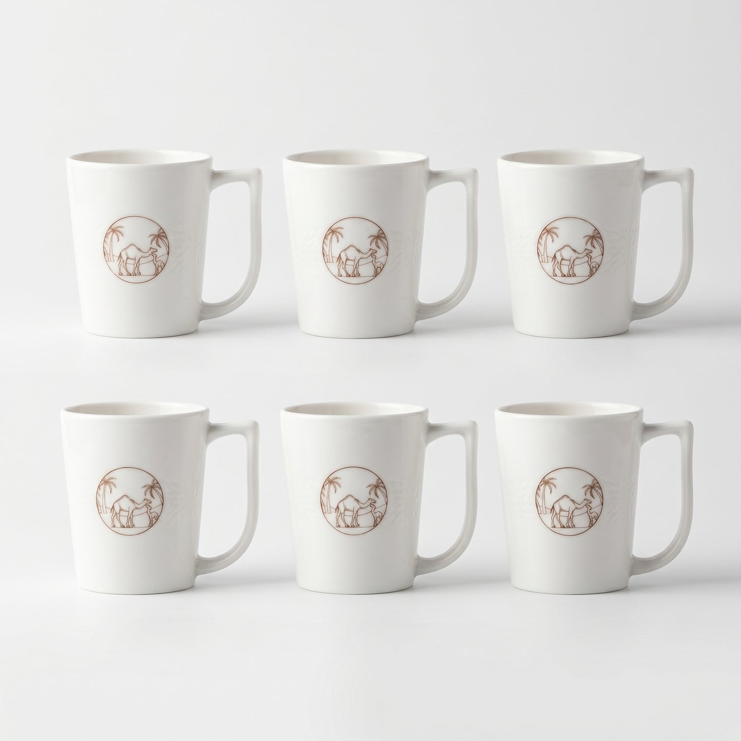 Premium Ceramic Coffee Mug Set of 6 – Camel Desert Design