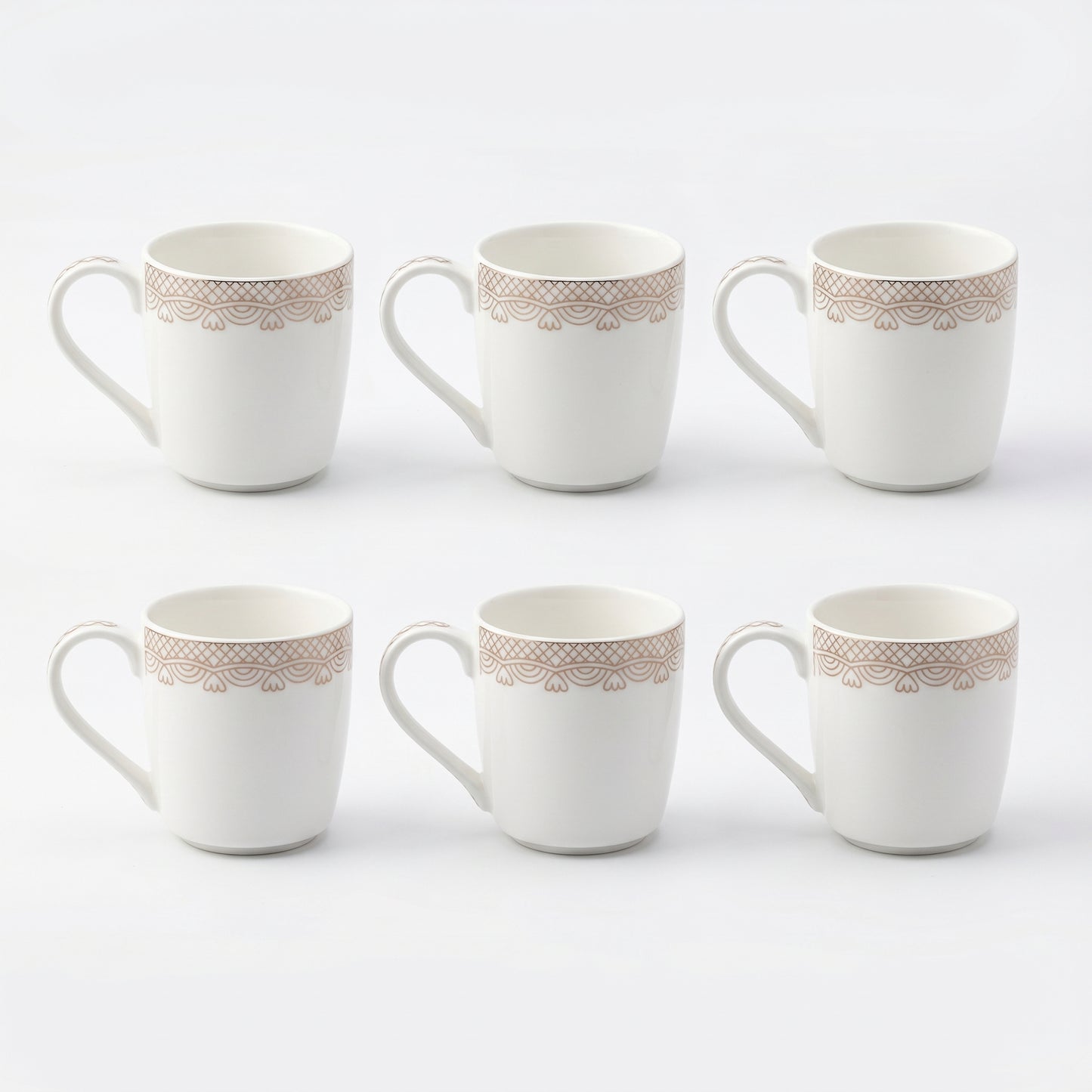 Royal Lace Premium Ceramic Mug Set (6 Pieces)