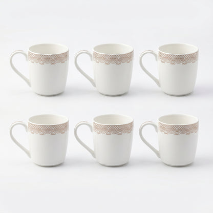 Royal Lace Premium Ceramic Mug Set (6 Pieces)