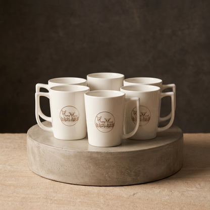 Elegant Ceramic Coffee Mug Set of 6 – Deer Print Design