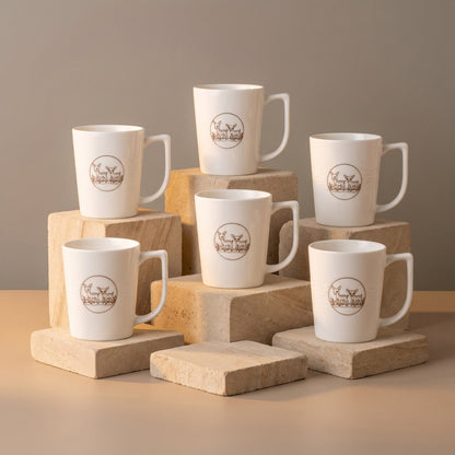 Elegant Ceramic Coffee Mug Set of 6 – Deer Print Design