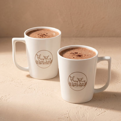 Elegant Ceramic Coffee Mug Set of 6 – Deer Print Design
