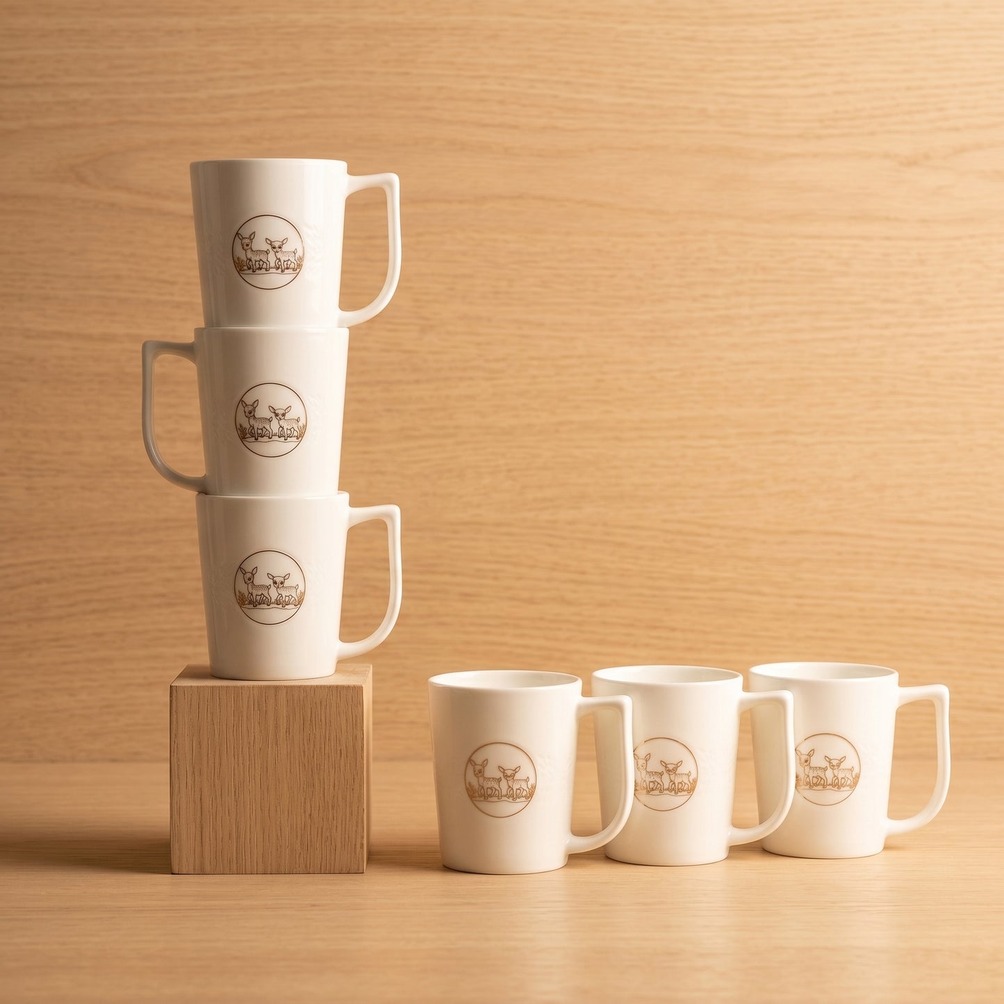Elegant Ceramic Coffee Mug Set of 6 – Deer Print Design