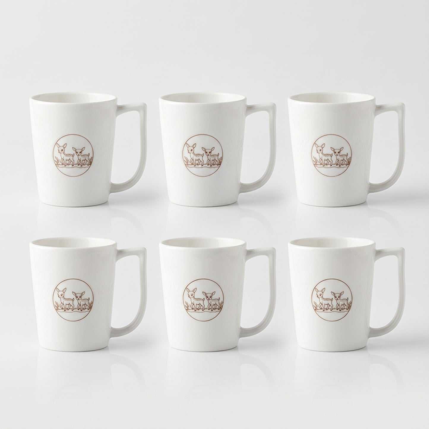Elegant Ceramic Coffee Mug Set of 6 – Deer Print Design