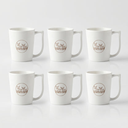 Elegant Ceramic Coffee Mug Set of 6 – Deer Print Design