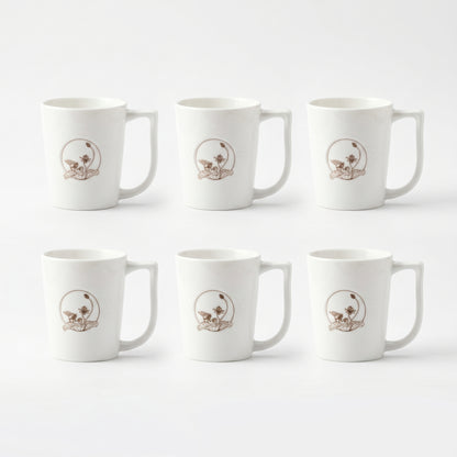 Premium Ceramic Coffee Mug Set of 6 – Lotus Floral Design