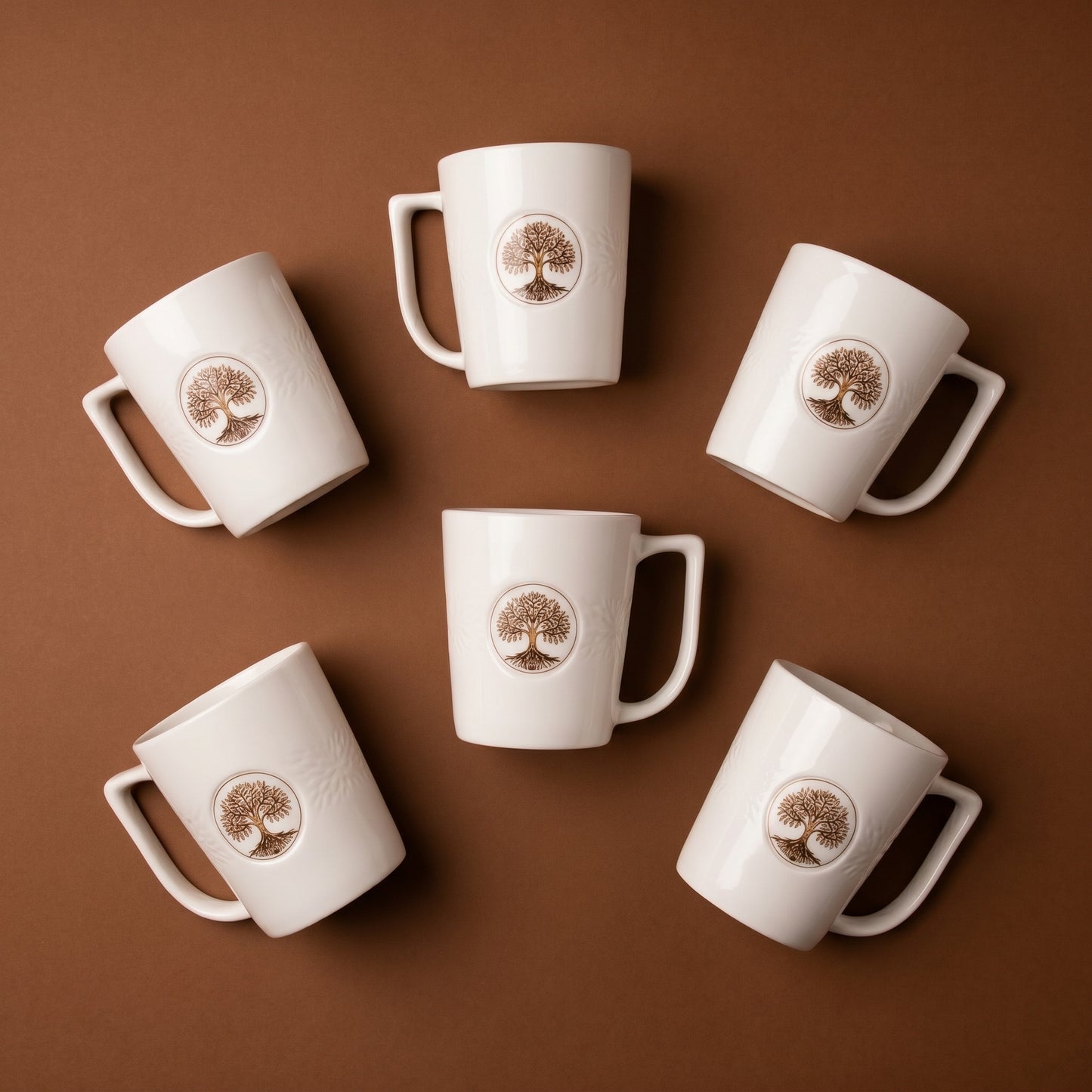 Premium Ceramic Coffee Mug Set of 6 – Tree of Life Design
