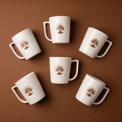 Premium Ceramic Coffee Mug Set of 6 – Tree of Life Design