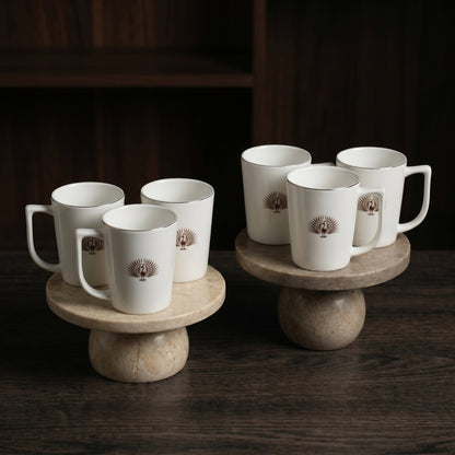 Premium Ceramic Coffee Mug Set of 6 – Peacock Design