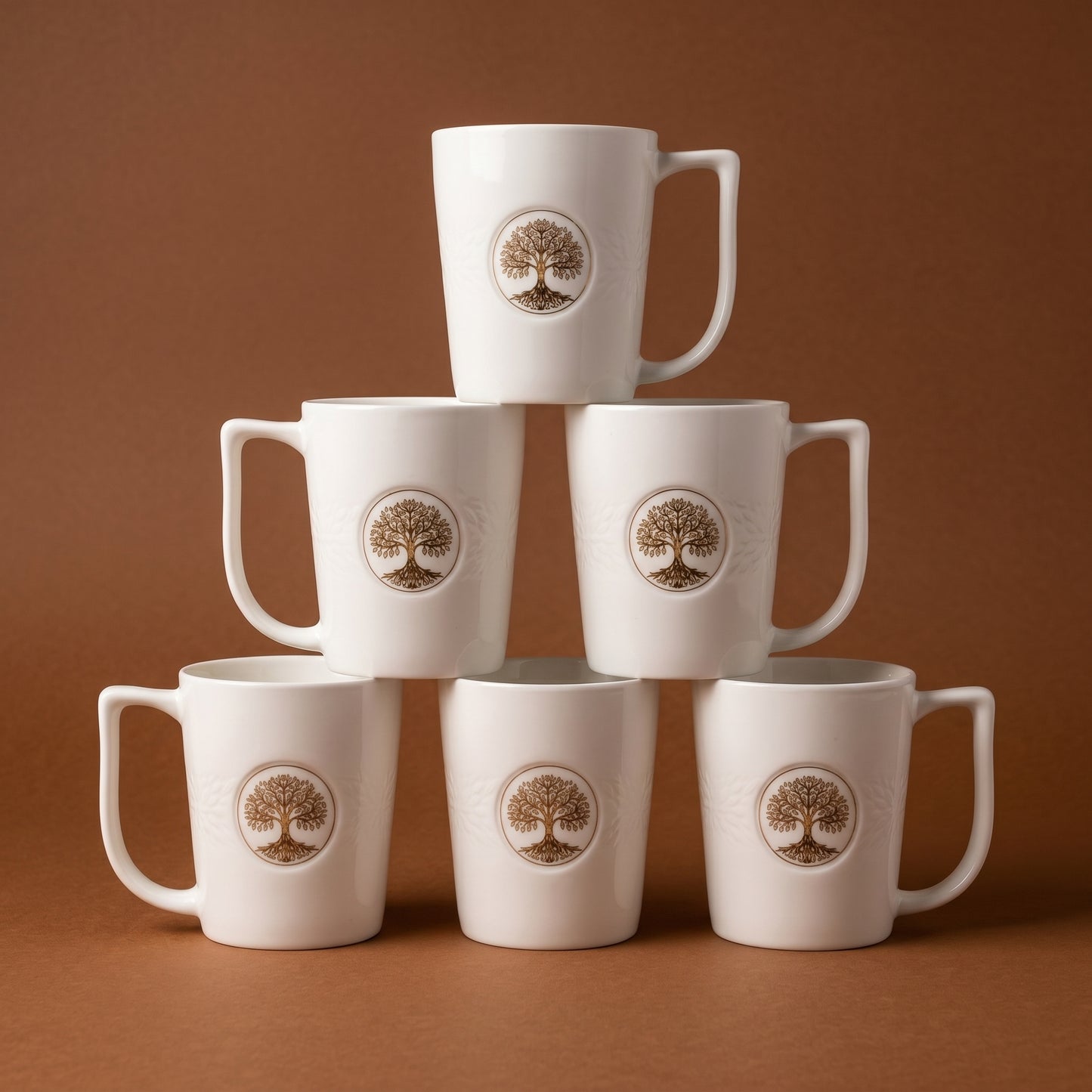Premium Ceramic Coffee Mug Set of 6 – Tree of Life Design