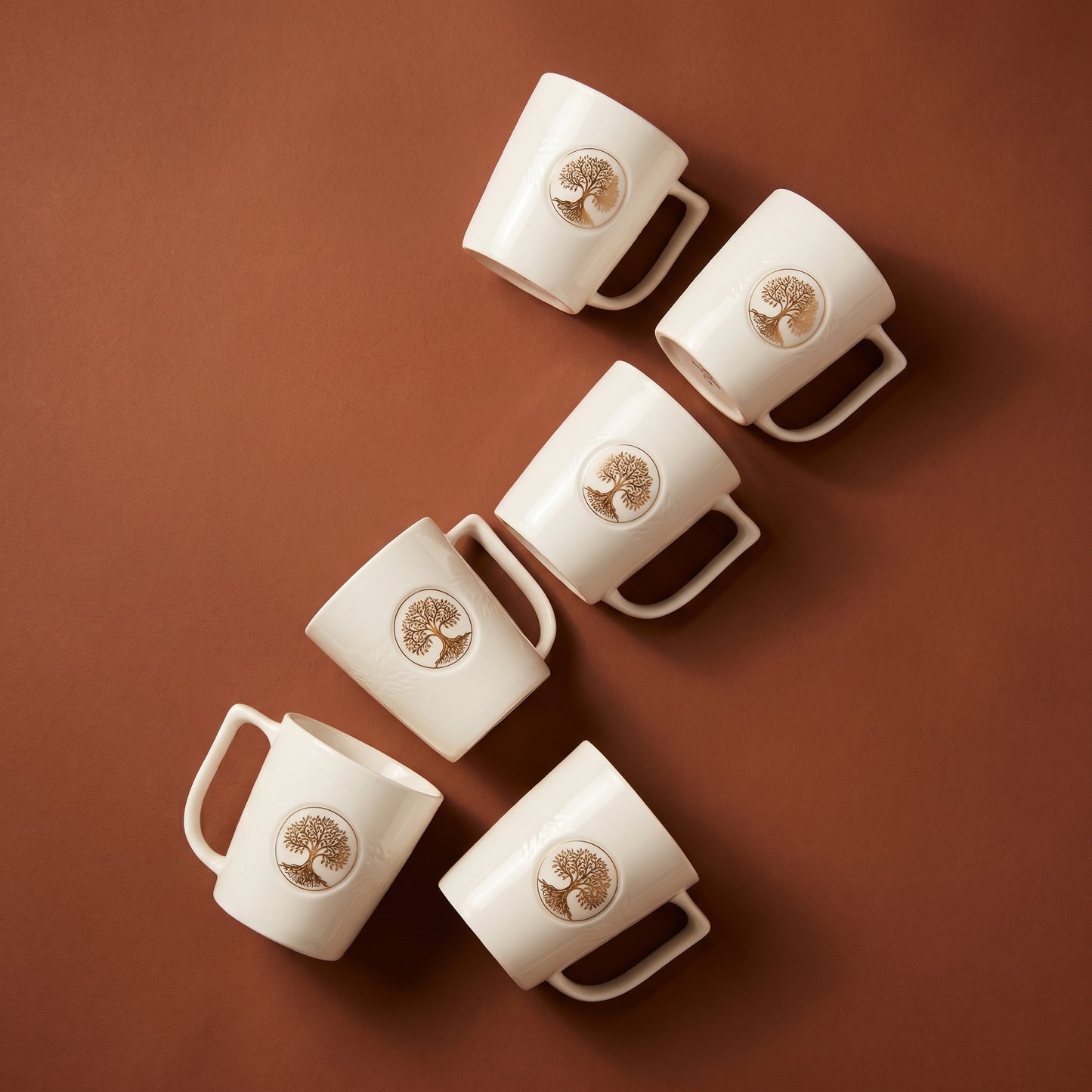 Premium Ceramic Coffee Mug Set of 6 – Tree of Life Design