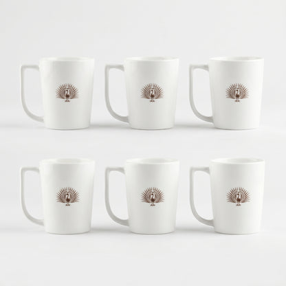 Premium Ceramic Coffee Mug Set of 6 – Peacock Design