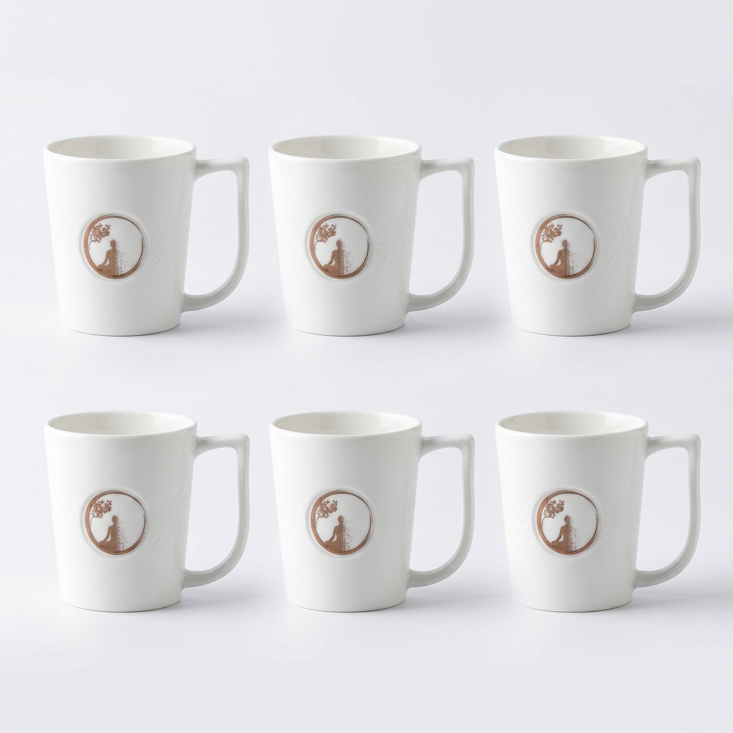 Serenity Tree Premium Ceramic Mug Set (6 Pieces)