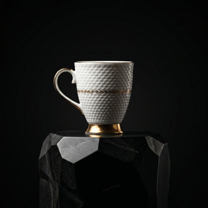 Royal Hammered Gold Ceramic Mug Set (Set of 6)