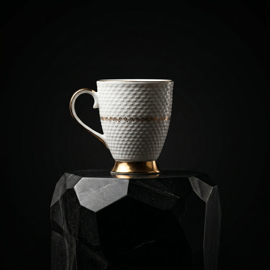 Royal Hammered Gold Ceramic Mug Set (Set of 6)
