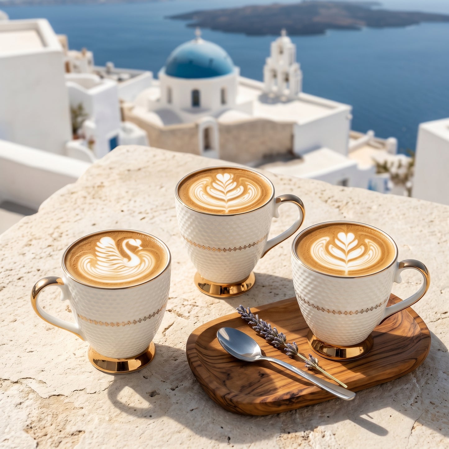 Royal Pearl Gold Ceramic Mug Set (Set of 6)