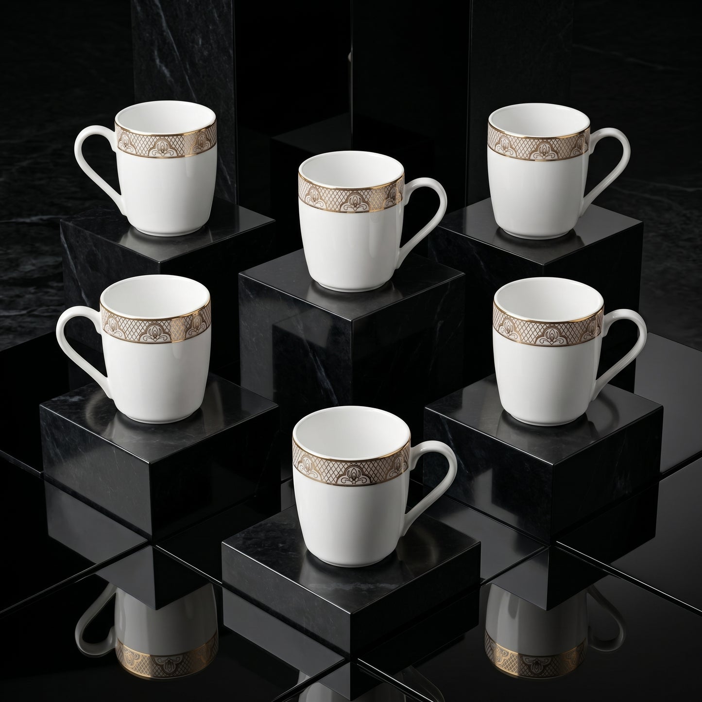 Imperial Crest Ceramic Mug Set (Set of 6)
