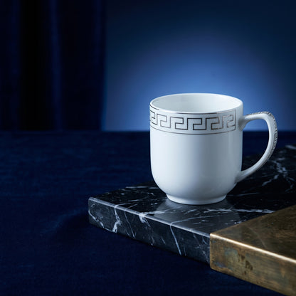 Royal Greca White Ceramic Mug Set (Set of 6)