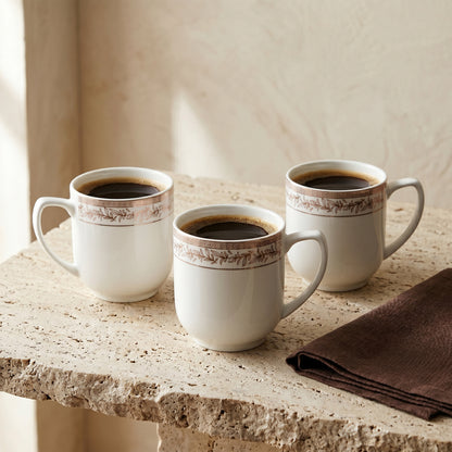 Golden Vine Elegance Ceramic Mug Set (Set of 6)