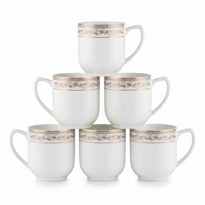 Golden Vine Elegance Ceramic Mug Set (Set of 6)