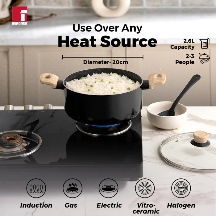 Bellini Plus Aura 5-Layer Non-Stick Casserole – Even Heating, Induction & Gas Stove Compatible