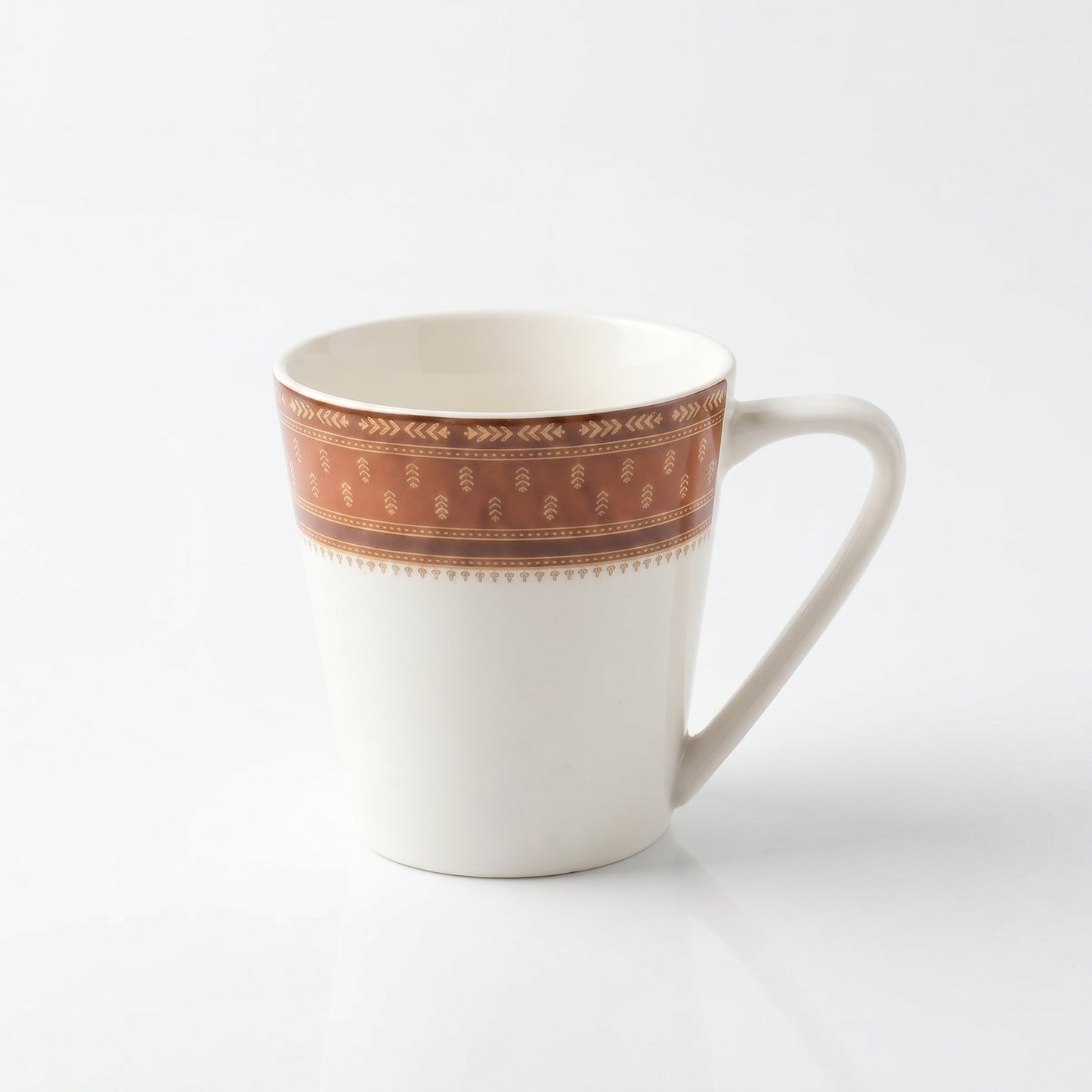 Classic Brown Border Coffee Mug Set – 6 Pieces | Elegant Tea & Coffee Cups
