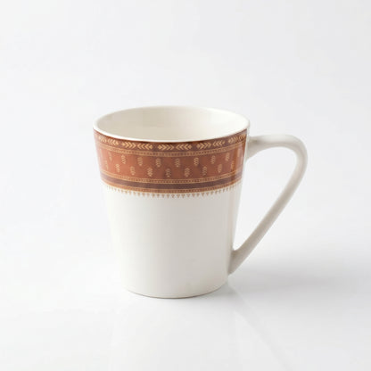 Classic Brown Border Coffee Mug Set – 6 Pieces | Elegant Tea & Coffee Cups