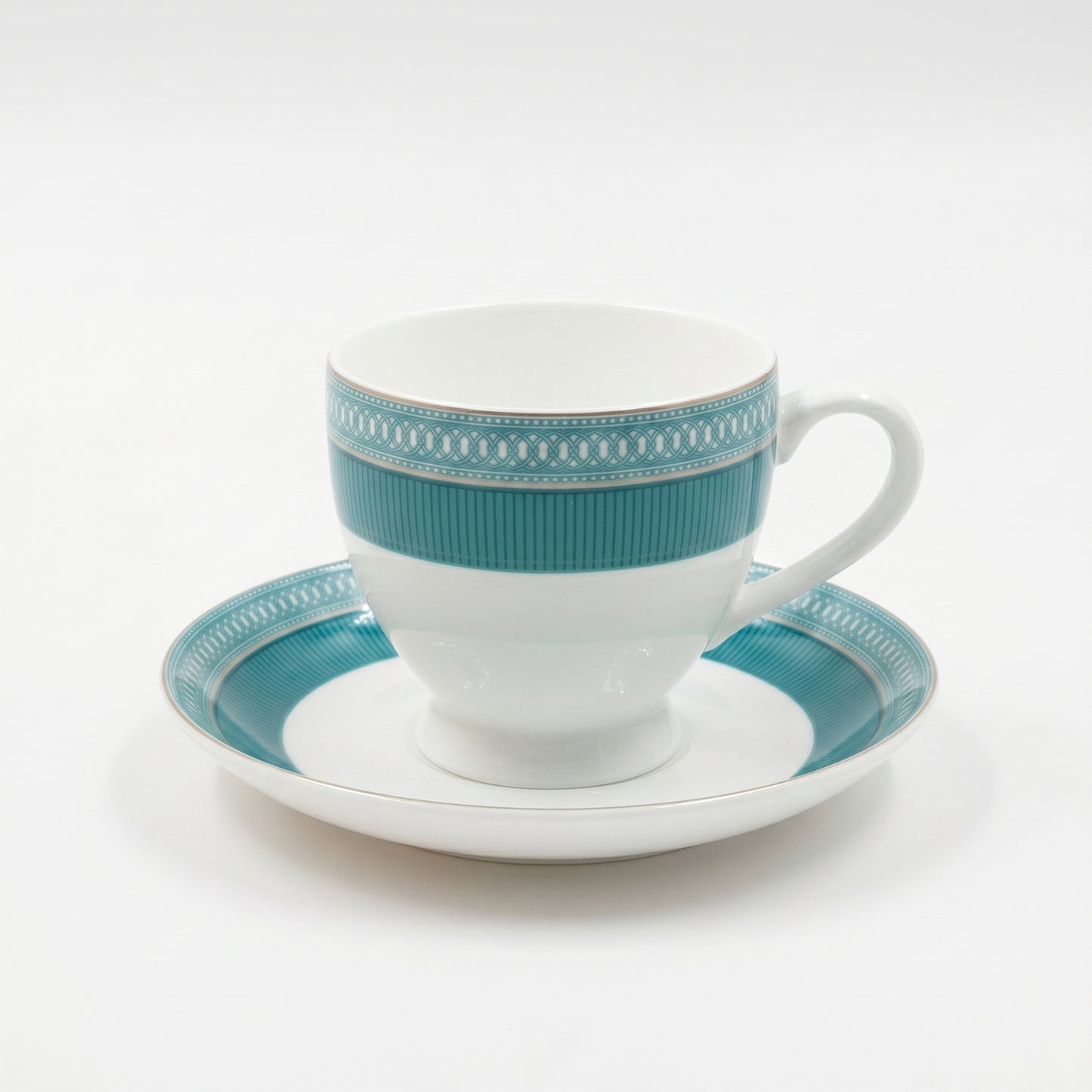 Teal Elegance Cup & Saucer Set – 6 Pieces | Designer Tea Set