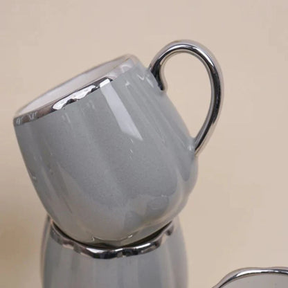 Tachiso Magina 180 ml Grey Porcelain Tea & Coffee Cups – Set of 6