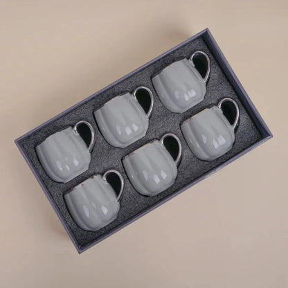 Tachiso Magina 180 ml Grey Porcelain Tea & Coffee Cups – Set of 6