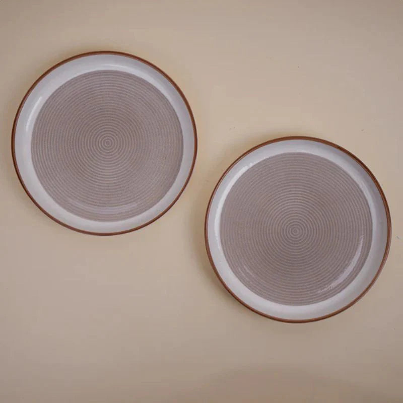 Tachiso Trovo Brown Snack Plates – Premium Ceramic Plates, Set of 2