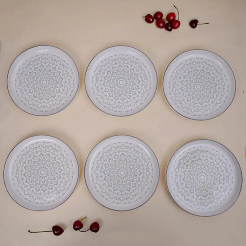 Tachiso Bario Grey Snack Plates – Premium Ceramic, Set of 6
